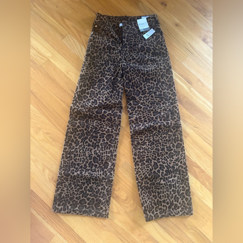 GAP Leopard Print High Rise Wide Leg Pants